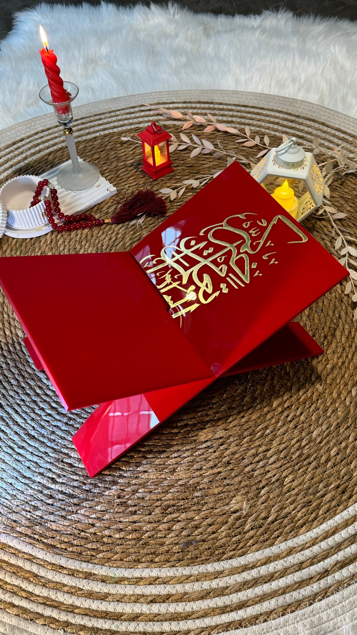 Red rehal/quran stand.