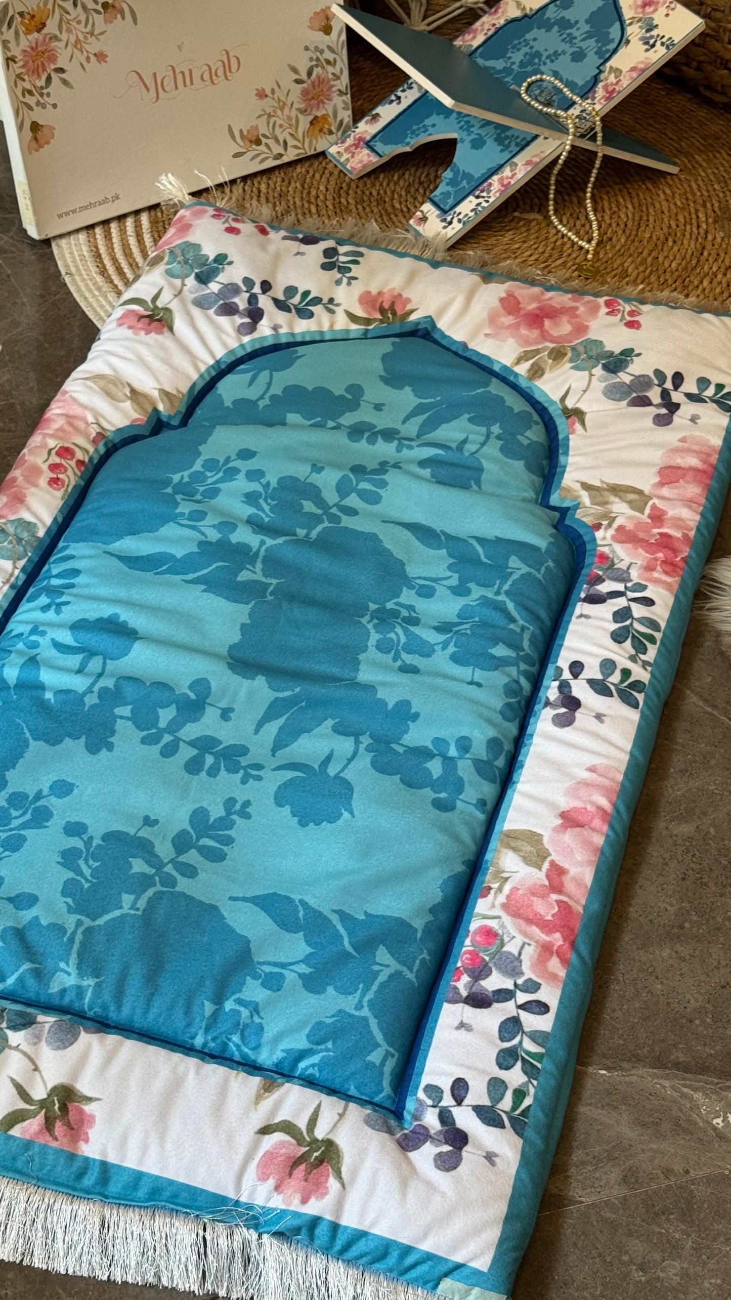 Ad07: Petals of Peace – Premium Floral Prayer Mat