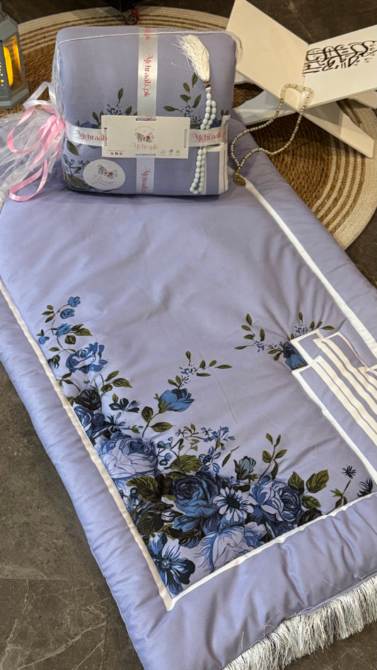 Ad03: Blossom Serenity Adult Prayer Mat – Floral Blue Collection