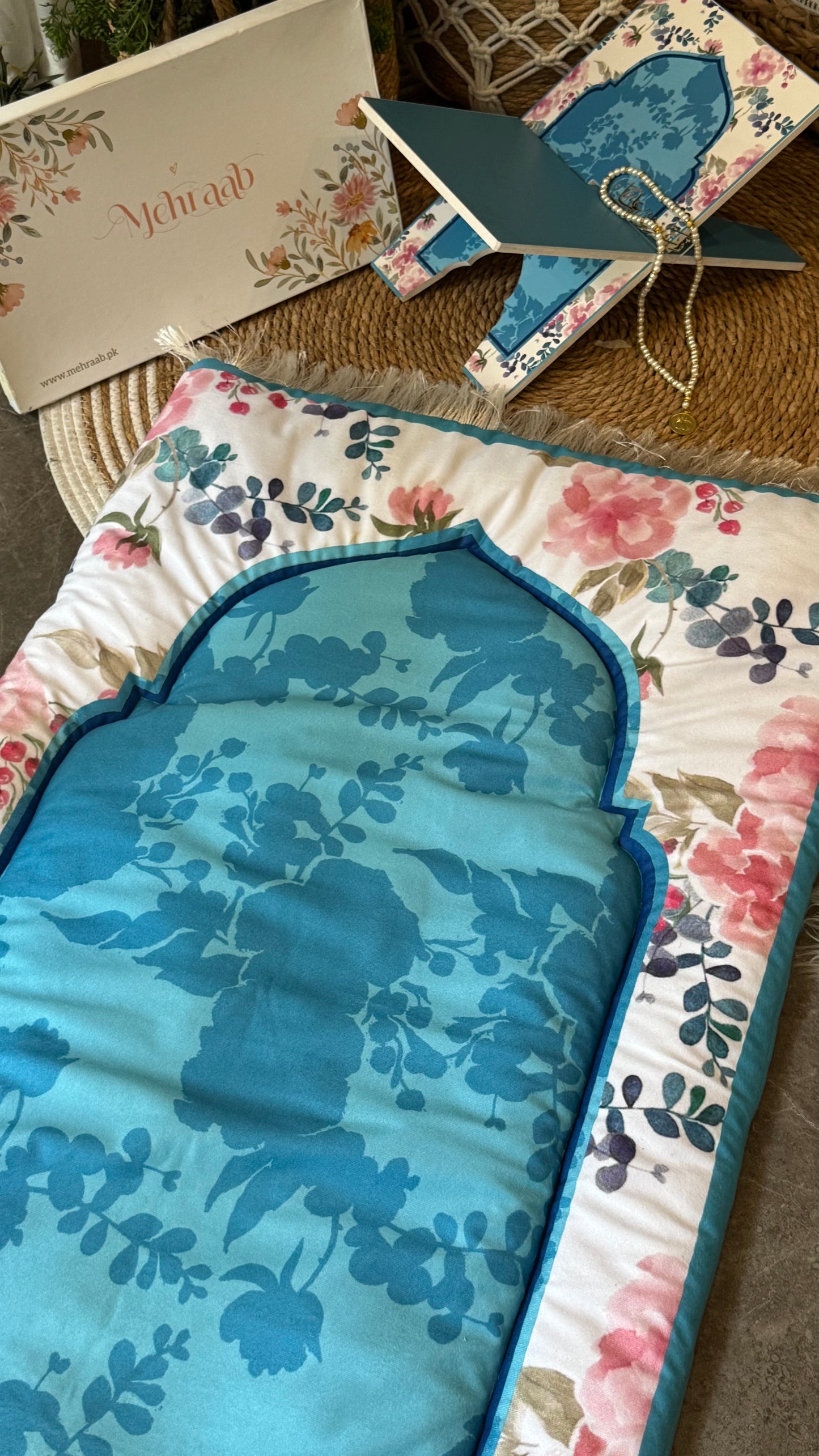 Ad07: Petals of Peace – Premium Floral Prayer Mat