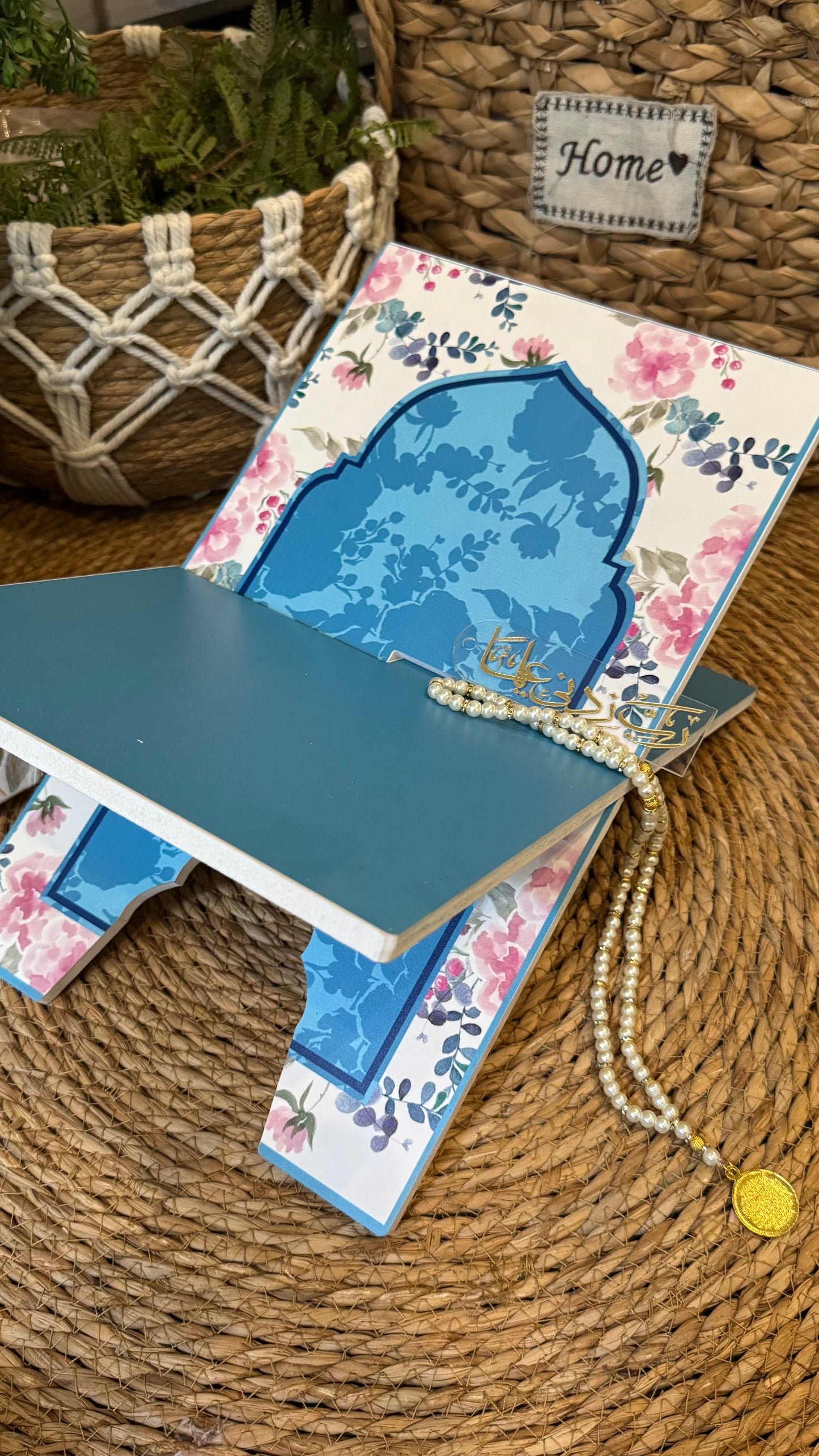 Ad07: Petals of Peace – Blessing bundle (prayer mat,Rehal ,Tasbeeh & bookmark)