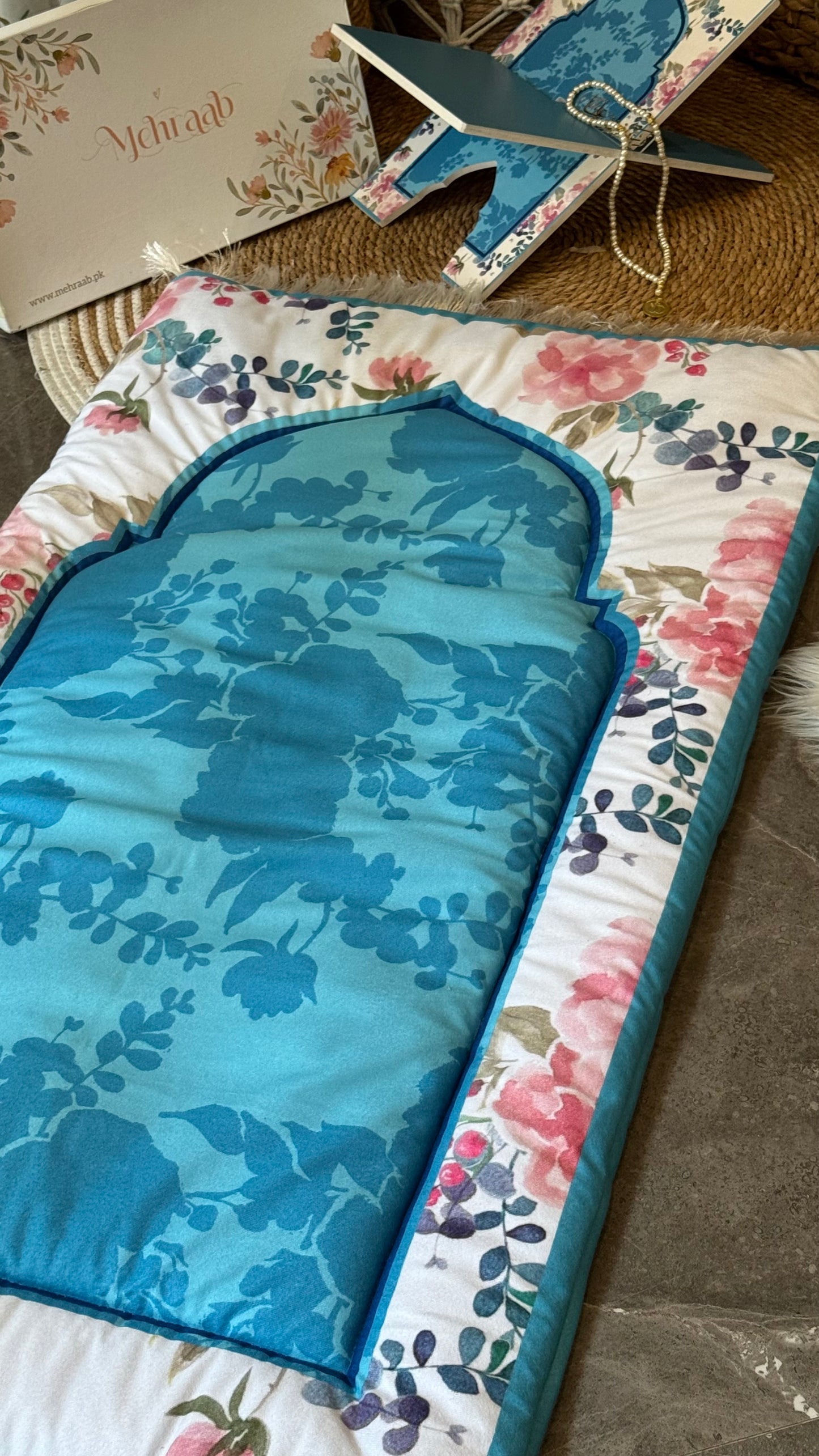 Ad07: Petals of Peace – Premium Floral Prayer Mat