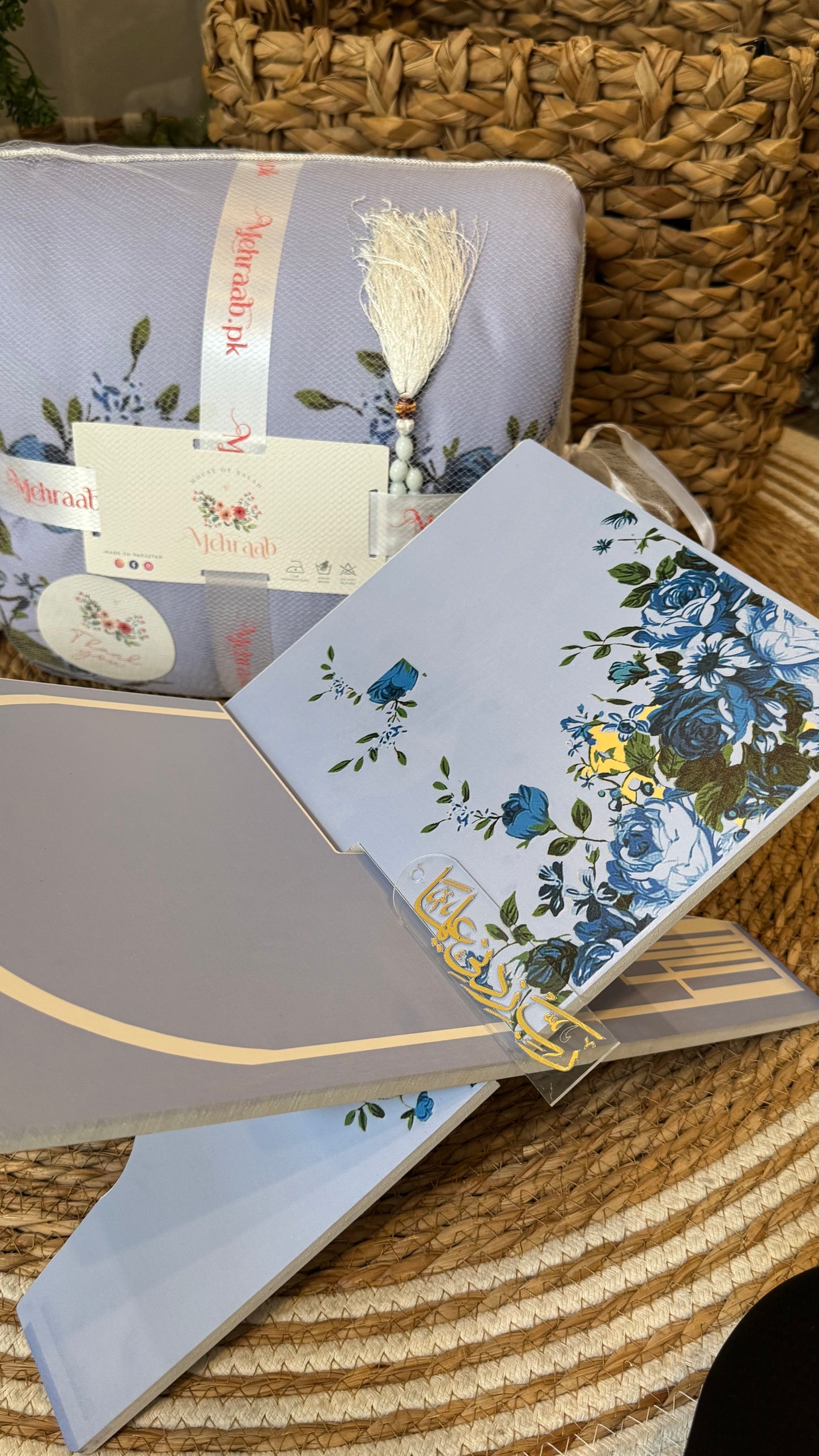 Ad03: Blossom Serenity Adult Prayer Mat β Floral Blue Collection