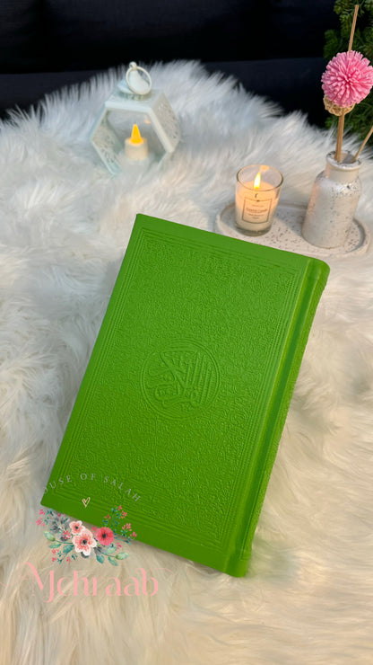 Parrot-green leather Quran