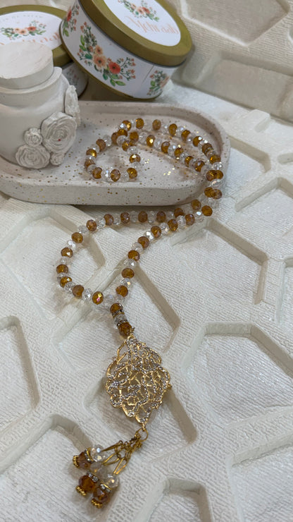 Amber Noor Crystal Tasbeeh (100 Beads)