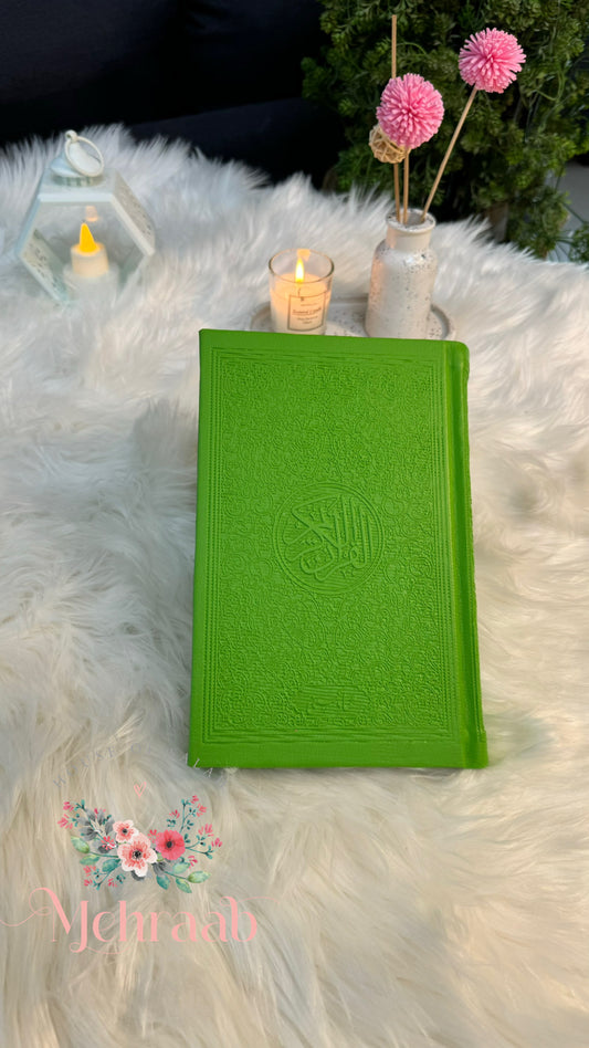 Parrot-green leather Quran