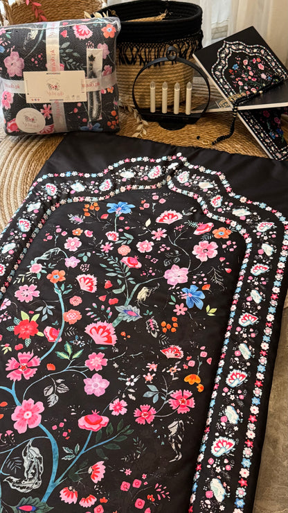 Noor-e-Gul – Midnight Black Velvet Adult Prayer Mat