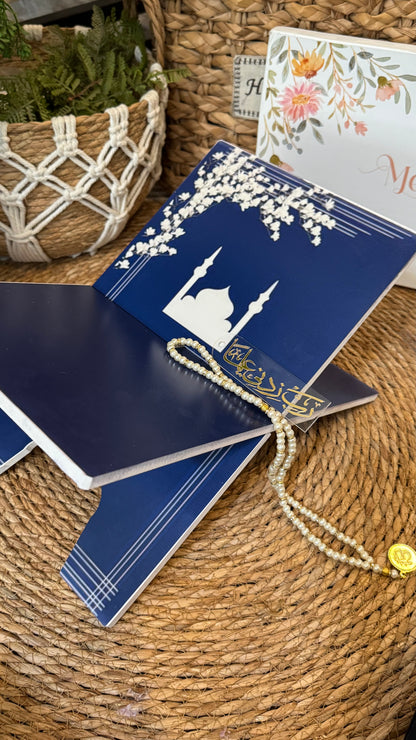Sapphire Serenity blessing bundle( prayer mat, Rehal, tasbeeh & bookmark)