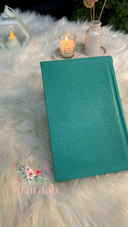 Sky-blue leather Quran