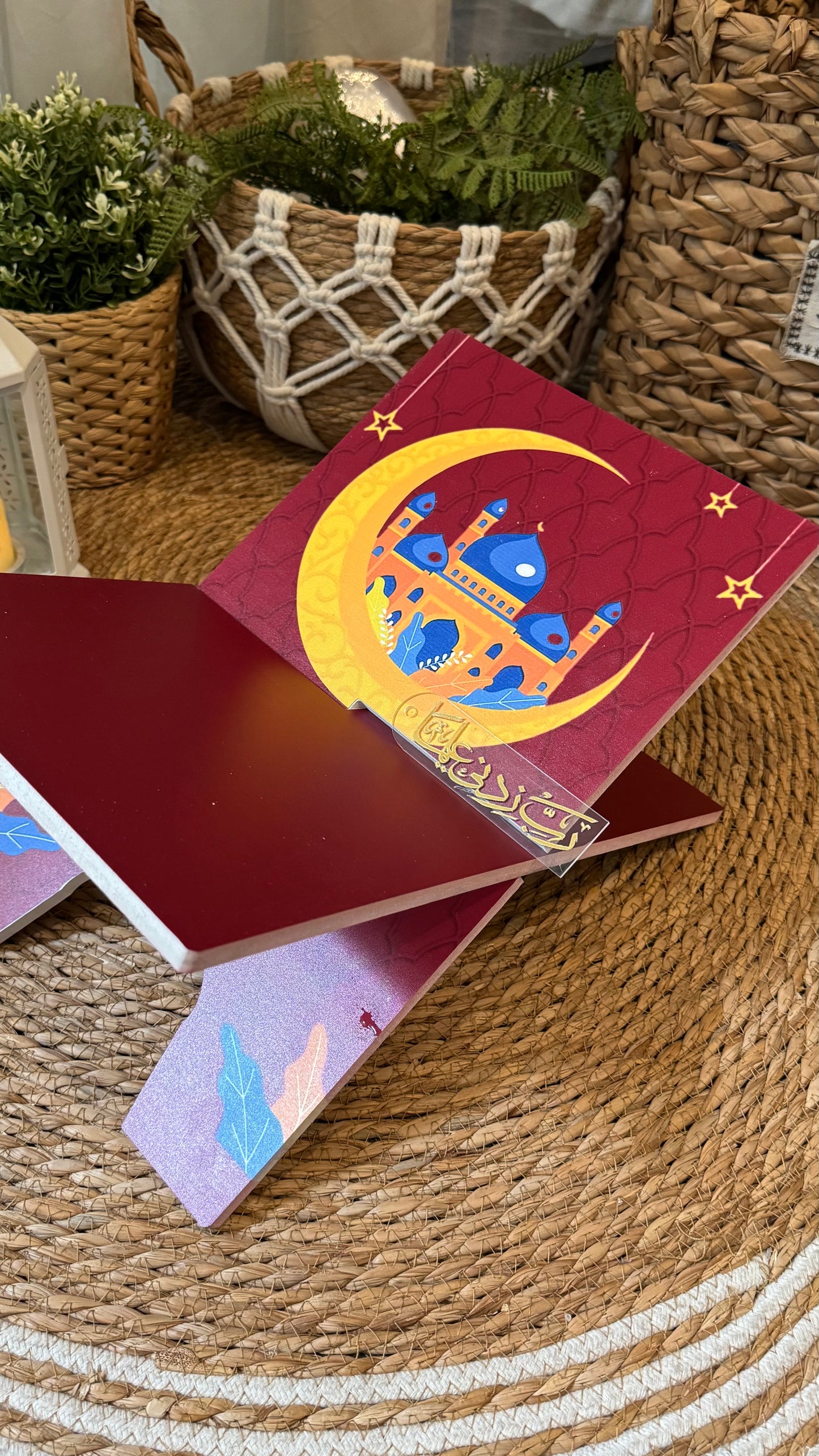 Rk23:Red Rehal with vibrant yellow crescent moon.