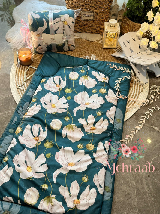 Ad10:Teal green janamaz with floral print