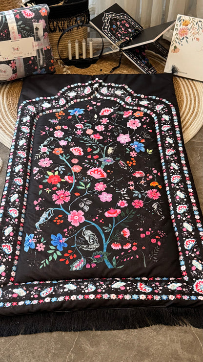 Noor-e-Gul – Midnight Black Velvet Adult Prayer Mat