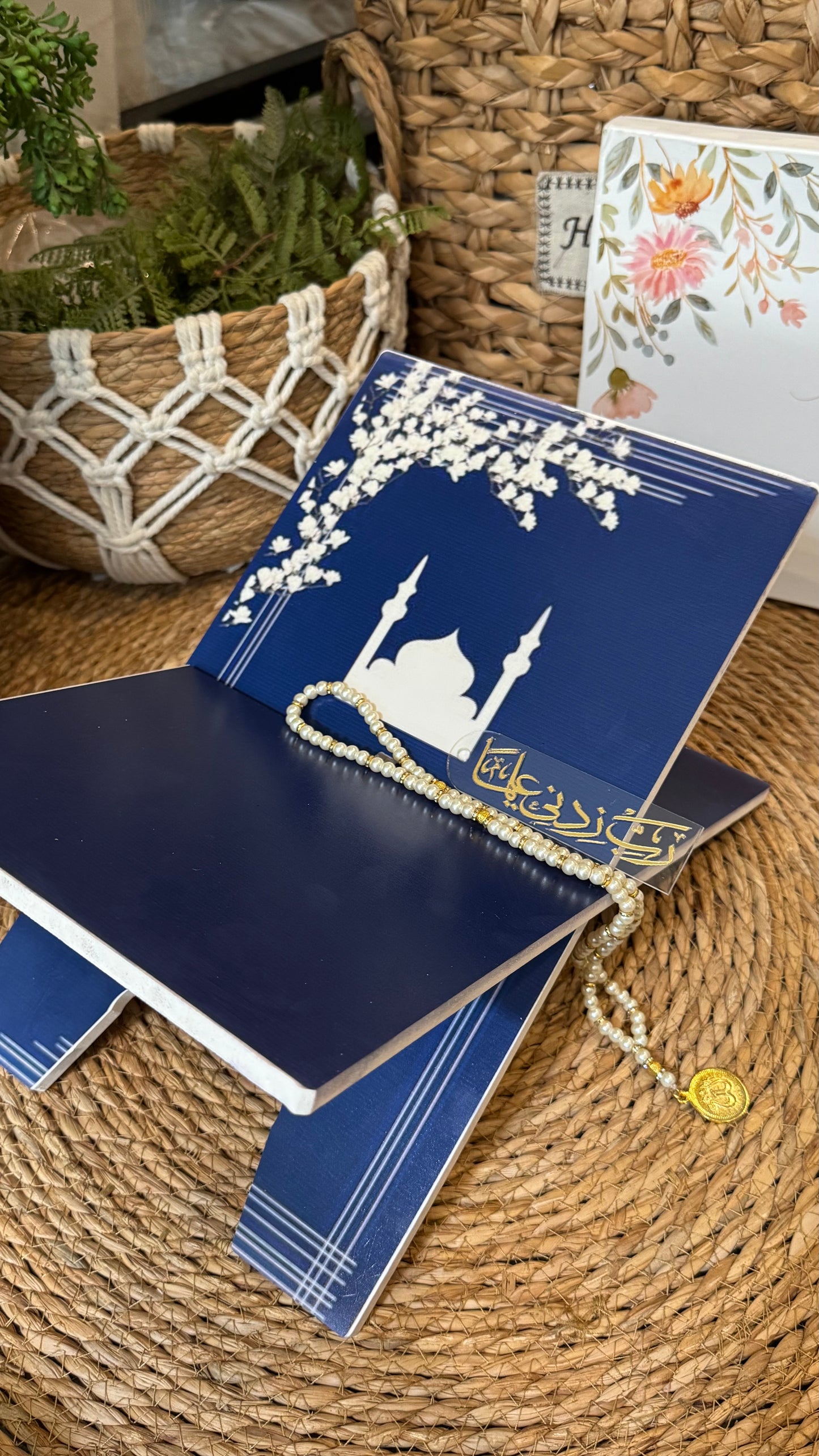 Sapphire Serenity blessing bundle( prayer mat, Rehal, tasbeeh & bookmark)