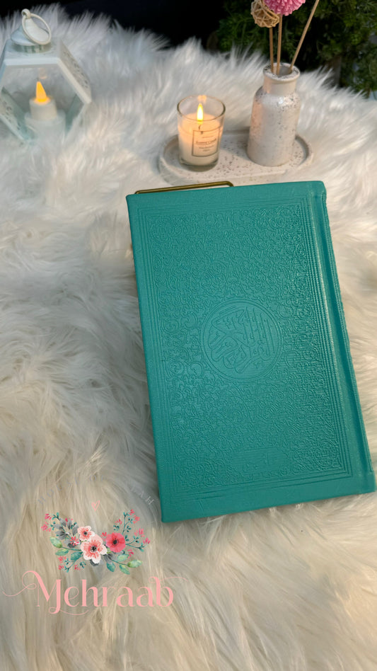 Sky-blue leather Quran