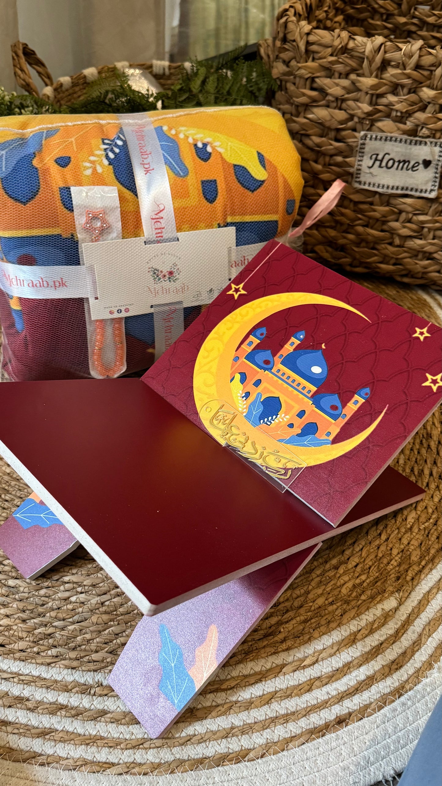 Rk23:Red Rehal with vibrant yellow crescent moon.