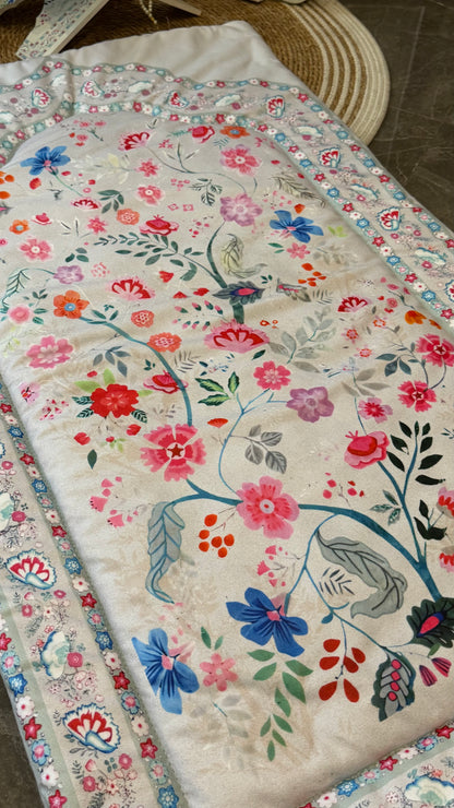 Noor-e-Gul – Ivory Blush blessing bundle( prayer mat,Rehal tasbeeh & bookmark)