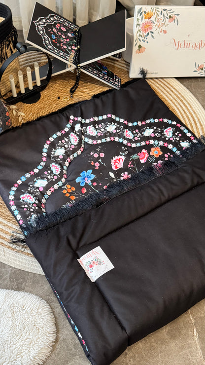 Noor-e-Gul – Midnight Black Velvet Adult Prayer Mat