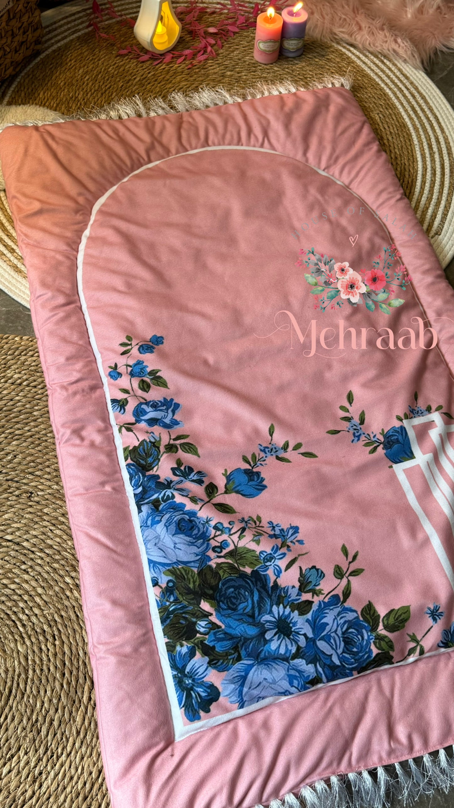 Ad06:Pink floral janamaz for adults