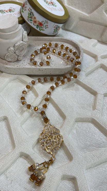 Amber Noor Crystal Tasbeeh (100 Beads)