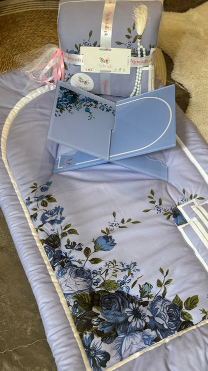 Ad03: Blossom Serenity Adult Prayer Mat – Floral Blue Collection