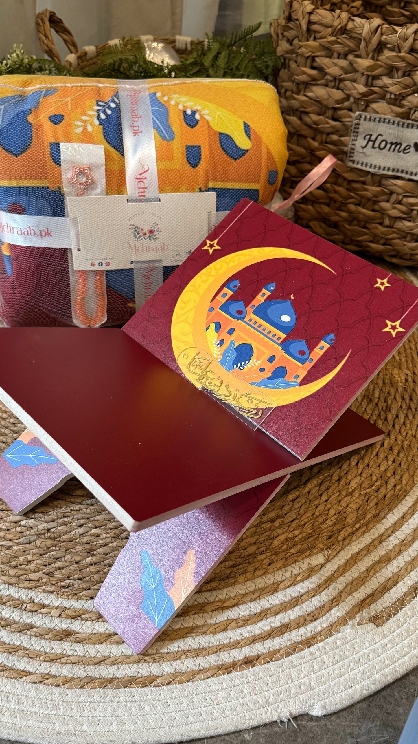 Rk23:Red Rehal with vibrant yellow crescent moon.