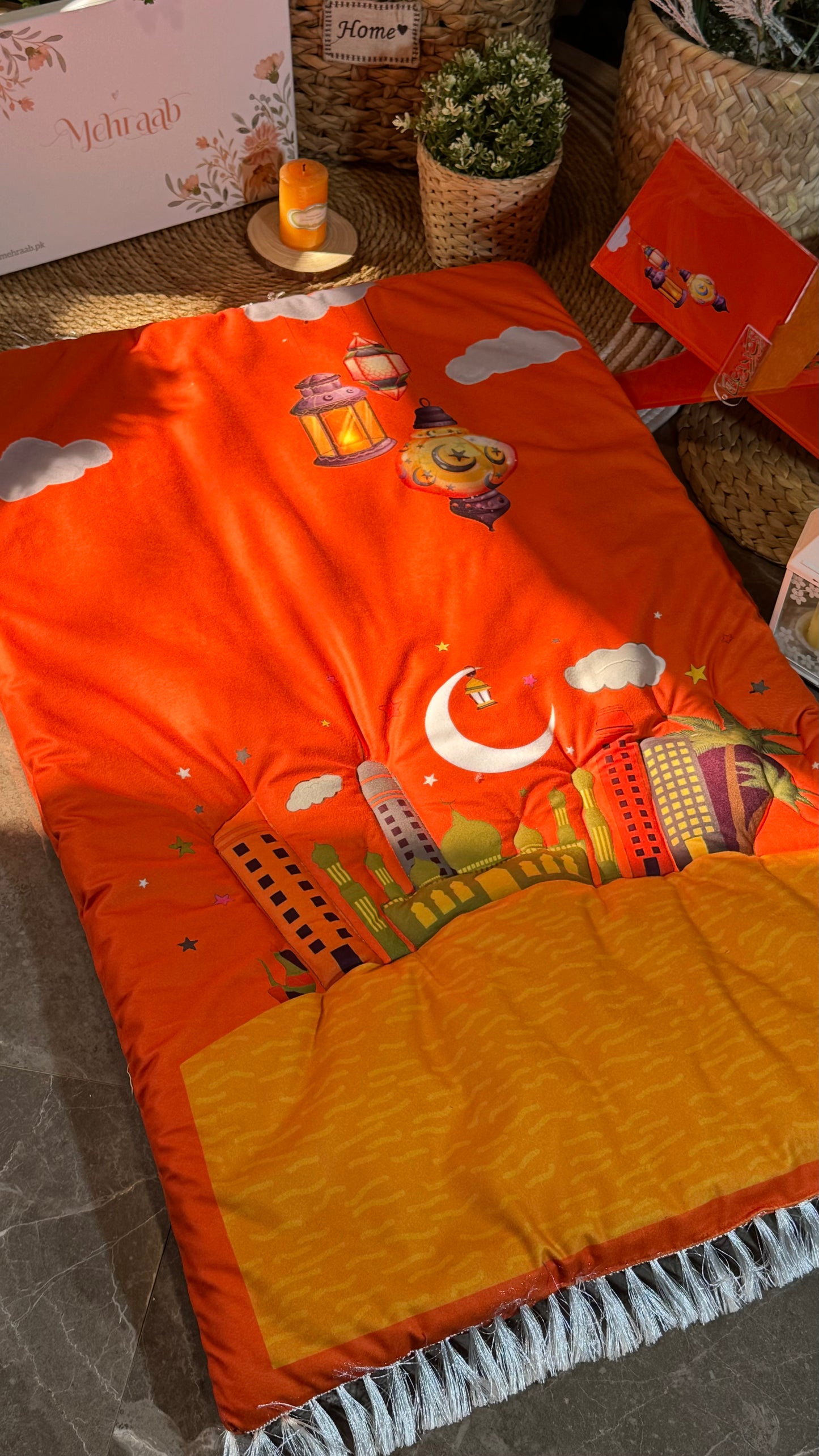 K27:Vibrant Orange kids prayer Mat.