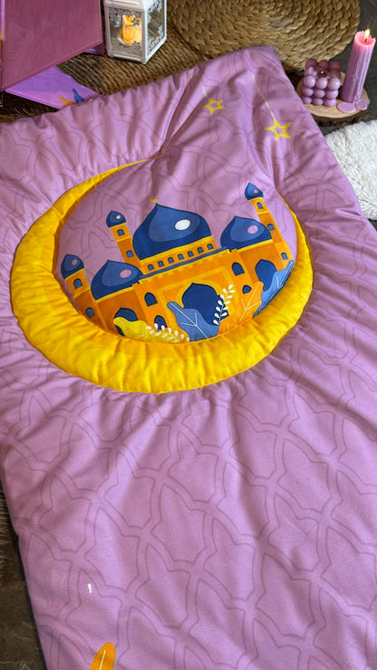 K28:Majestic Mauve Mosque Kids’ (prayer Mat &Tasbeeh).