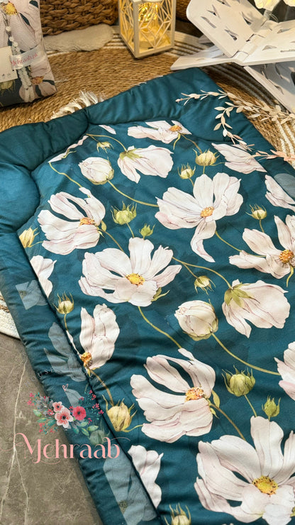 Ad10:Teal green janamaz with floral print