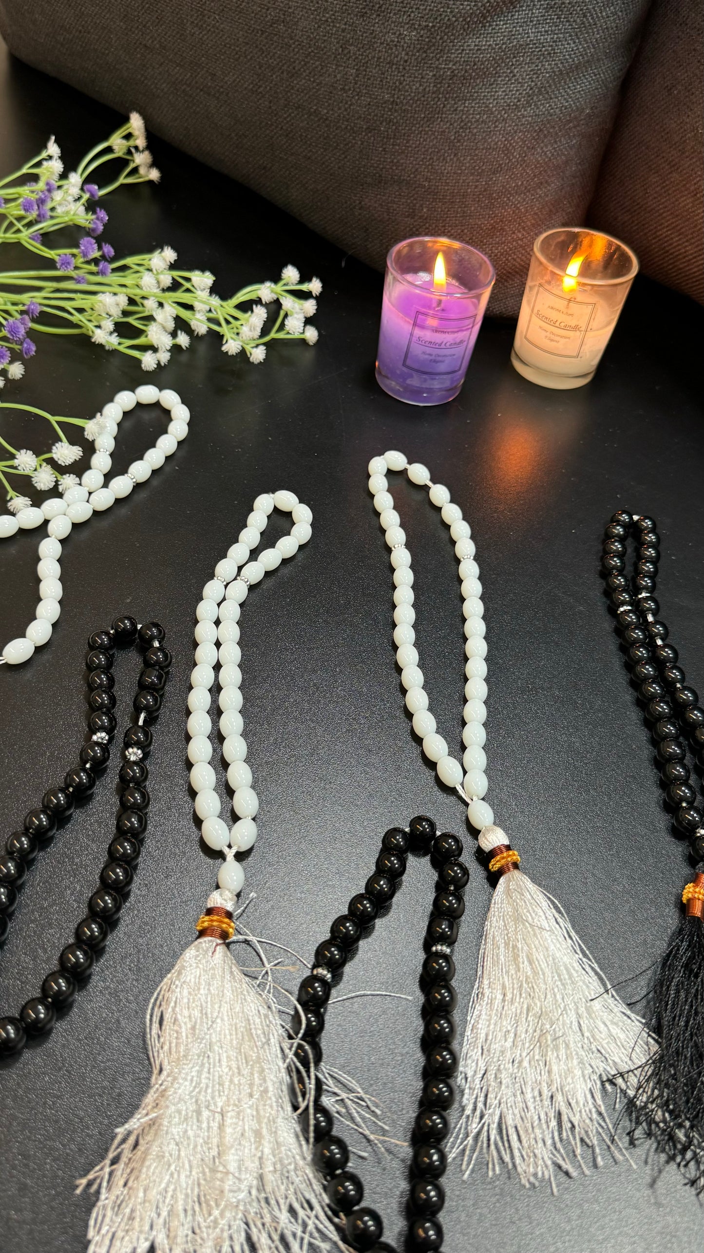 Ad13:Cream floral Blessing bundle (prayer mat , Rehal ,tasbeeh and bookmark)