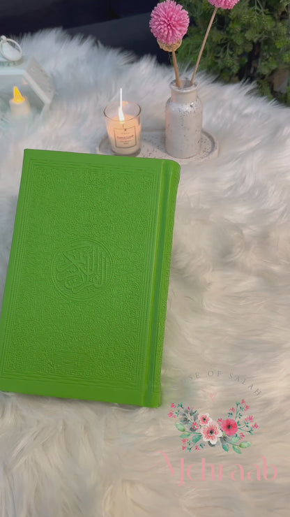 Parrot-green leather Quran