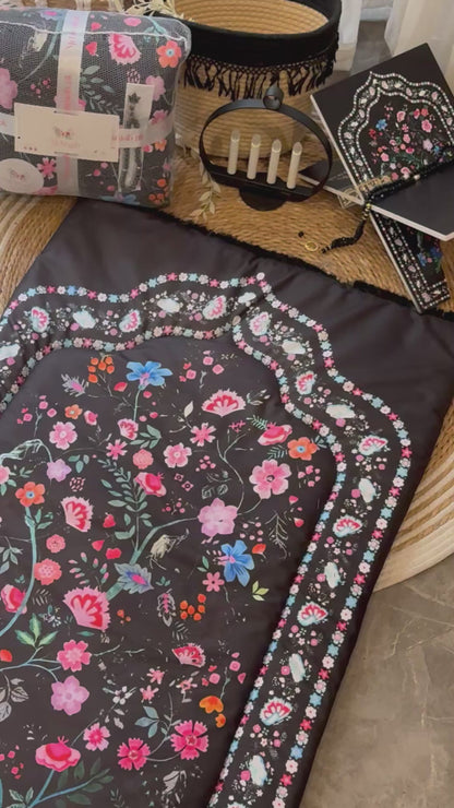 Noor-e-Gul – Midnight Black Velvet Adult Prayer Mat